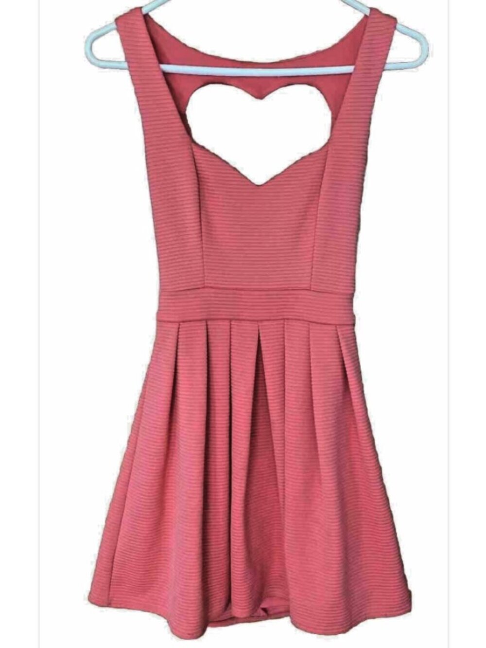 Pink Heart Dress Size 4 Sleeveless Open Back Pleated Fit And Flare Dress Up Mini